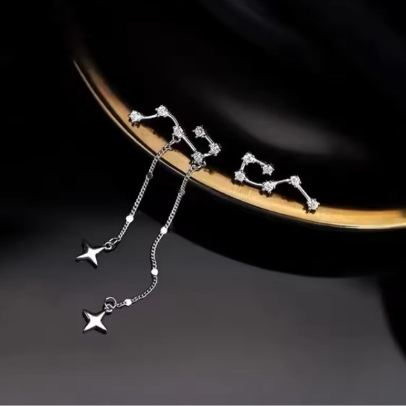Moon Goddess Emporium Jewelry - 925 Sterling Silver Big & Little Dipper Constellation Star Stud Dangle Earrings